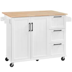 Yaheetech Rolling Kitchen Cart Kitchen Island With Storage Cabinet -Dine Furniture GUEST 001c0565 1f69 4cb9 8a61 db7856705246