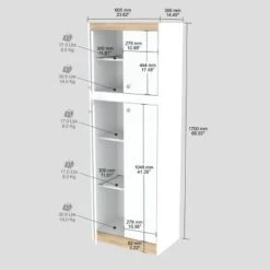 4 Doors Kitchen Storage Cabinet White/Oak - Inval -Dine Furniture GUEST 003d01f3 1d1f 4935 b709 2e2b563a2f45