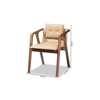 2pc Marcena Imitation Leather Upholstered And Wood Dining Chair Set - Baxton Studio 10 2pc Marcena Imitation Leather Upholstered And Wood Dining Chair Set - Baxton Studio - Image 8