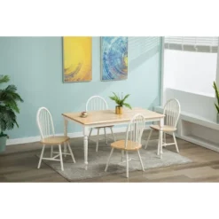 5pc Farmhouse Dining Set White/Natural - Boraam -Dine Furniture GUEST 02bf9f7e 386f 49fa a1f1 d67ca136e94f