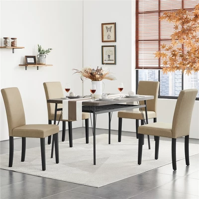 Yaheetech 4pcs Upholstered Fabric Dining Chairs With Solid Wood Legs For Dining Room 3 Yaheetech 4pcs Upholstered Fabric Dining Chairs With Solid Wood Legs For Dining Room