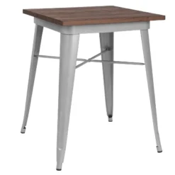 Merrick Lane 23.5 Steel Indoor Contemporary Table With Square Rustic Wood Top -Dine Furniture GUEST 035b65b3 30ec 4d0b b8ae ab21d027168b
