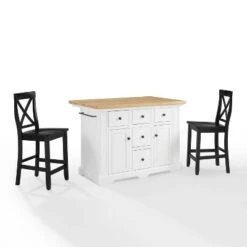 Julia Wood Top Island With 2 X-Back Stools - Crosley -Dine Furniture GUEST 03aec9a9 20c4 42d1 8a70 e40f75e9cdf2