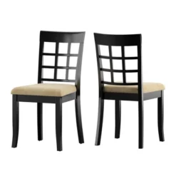 Set Of 2 Kensington Lattice Back Dining Chairs Black - Inspire Q