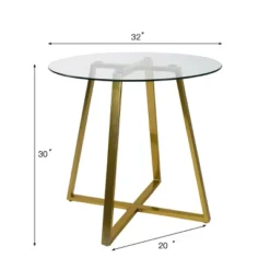 32" Hana Tempered Glass Top Modern Round Dining Table Gold 4 Point/Leg-The Pop Maison -Dine Furniture GUEST 05d27648 7dc0 4a66 86ce 51510fc08b71