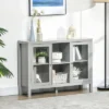 HOMCOM Modern Kitchen Sideboard, Buffet Table With Removable Wine Rack, Glass Door Cabinet And Shelves For Living Room, Kitchen, Entryway, Gray -Dine Furniture GUEST 070cdec6 9c7c 41ca ba43 65e0415c1481