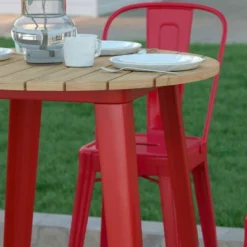 Emma And Oliver Indoor/Outdoor Bar Top Table, 30" Round All Weather Poly Resin Top With Steel Base -Dine Furniture GUEST 072677ca 7a85 46e3 997c ff611ab7f7a8