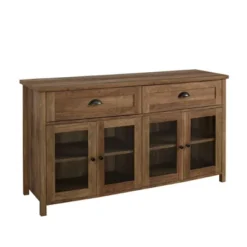 Millia Transitional Farmhouse 4 Door Sideboard With Glass Panels - Saracina Home -Dine Furniture GUEST 072d6b7b 7d7b 469e 910a 77bb30f26747