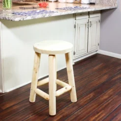 Sunnydaze Decor Sunnydaze Unfinished Wood Round Top Counter-Height Stool - Fir Wood - 24"