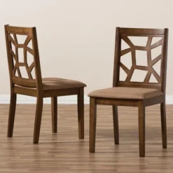 Set Of 2 Abilene Midcentury Fabric Upholstered And Walnut Finished Dining Chairs Brown - Baxton Studio -Dine Furniture GUEST 07bbf500 b465 4f9f 8a37 0432428411b0