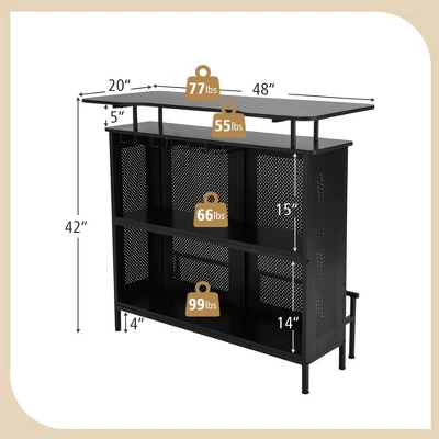 Costway 4-Tier Metal Home Bar Unit Liquor Bar Table With Storage Shelves & 6 Glass Holders 5 Costway 4-Tier Metal Home Bar Unit Liquor Bar Table With Storage Shelves & 6 Glass Holders - Image 3