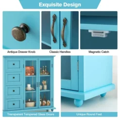 Costway Buffet Sideboard Table Kitchen Storage Cabinet With Drawers & Doors Blue/White/Green -Dine Furniture GUEST 080645bb 7b7b 4077 9538 244e7dc5380b