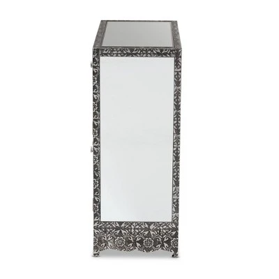 Wycliff Metal And Mirrored Glass 1 Drawer Sideboard Buffet Dark Gray/Silver - Baxton Studio 6 Wycliff Metal And Mirrored Glass 1 Drawer Sideboard Buffet Dark Gray/Silver - Baxton Studio - Image 4