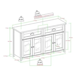Millia Transitional Farmhouse 4 Door Sideboard With Glass Panels - Saracina Home -Dine Furniture GUEST 089f76c2 e2b0 44aa acf3 8bda9545976f