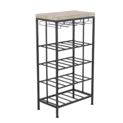 Industrial Metal Rectangle Wine Rack Black - Olivia & May -Dine Furniture GUEST 08e5e769 8198 4696 ad9b 081b735b5234