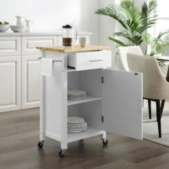 Savannah Wood Top Compact Kitchen Island Cart White/Natural - Crosley -Dine Furniture GUEST 0a71bb08 c7e1 4988 8740 48e3572c53c3