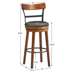 Costway Set Of 2/4 BarStool 30.5'' Swivel Pub Height Dining Chair With Rubber Wood Legs
