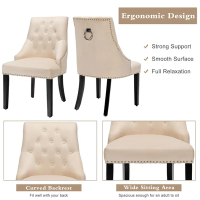 Costway Set Of 2 Button-Tufted Dining Chair Upholstered Armless Side Chair 5 Costway Set Of 2 Button-Tufted Dining Chair Upholstered Armless Side Chair - Image 3