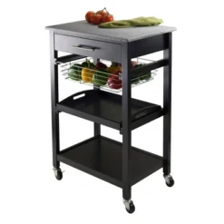 Julia Granite Top Kitchen Cart Wood/Black - Winsome -Dine Furniture GUEST 0d2dbed8 8380 4ddf 9e25 bebe2da937db