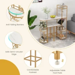 Costway 3 PCS Bar Table Set 2 Stools Storage Shelves Glass Holder Wine Rack Space Saving -Dine Furniture GUEST 0d3bd7de 3882 4408 9a5d 7200f73e49c7