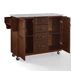 Eleanor Granite Top Kitchen Cart Mahogany/Gray - Crosley -Dine Furniture GUEST 0d648223 854b 4719 941d a2f157dd08ac