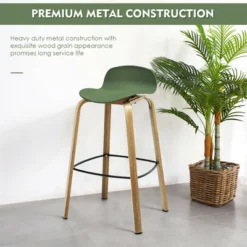 Costway Modern Set Of 4 Barstools 30inch Pub Chairs W/Low Back & Metal Legs Green 16 Costway Modern Set Of 4 Barstools 30inch Pub Chairs W/Low Back & Metal Legs Green -Dine Furniture GUEST 0d90d9be 4184 4ea1 ad9c 8cb99b4be169