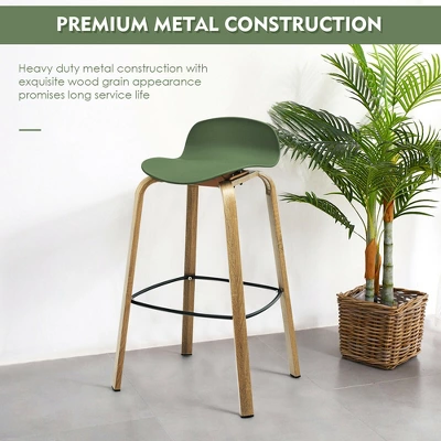 Costway Modern Set Of 4 Barstools 30inch Pub Chairs W/Low Back & Metal Legs Green 8 Costway Modern Set Of 4 Barstools 30inch Pub Chairs W/Low Back & Metal Legs Green - Image 6