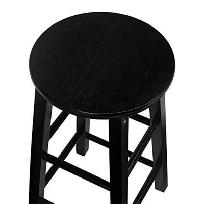 PJ Wood Classic Round Seat 29" Tall Kitchen Counter Stools For Homes, Dining Spaces, And Bars With Backless Seats & 4 Square Legs, Black (Set Of 6) 6 PJ Wood Classic Round Seat 29" Tall Kitchen Counter Stools For Homes, Dining Spaces, And Bars With Backless Seats & 4 Square Legs, Black (Set Of 6) - Image 4