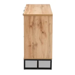 Reid Wood & Metal 3 Drawer Sideboard Buffet Oak/Black - Baxton Studio -Dine Furniture GUEST 0e9effe5 c294 41bf 8121 e45bca6c46aa