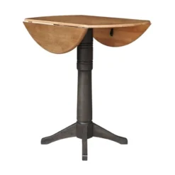 42" Alexandra Round Top Dual Drop Leaf Bar Height Pedestal Dining Table Hickory/Washed Coal - International Concepts -Dine Furniture GUEST 0ed43f2a 6dec 4185 8633 33cdf455824c