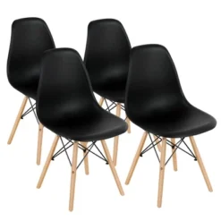 Costway Set Of 4 Modern Dining Side Chair Armless Home Office W/ Wood Legs White/Black/Blue -Dine Furniture GUEST 0ef416d0 a9d2 4eb4 9f00 06ce9e295fd0
