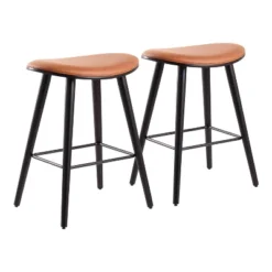 Set Of 2 26" Saddle Counter Height Barstools With Faux Leather - LumiSource -Dine Furniture GUEST 11912175 a67b 4688 95c0 49fcc65a3eaf