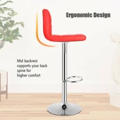 Costway Set Of 2 Bar Stools Adjustable Swivel Kitchen Counter Bar Chair PU Leather Red Full Back 17 Costway Set Of 2 Bar Stools Adjustable Swivel Kitchen Counter Bar Chair PU Leather Red Full Back -Dine Furniture GUEST 11bd33df 9a80 4f5f b3f4 d297149ea128