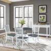 42" Carlisle Dual Drop Leaf Dining Table With 4 Ladderback Chairs White/Heather Gray - International Concepts