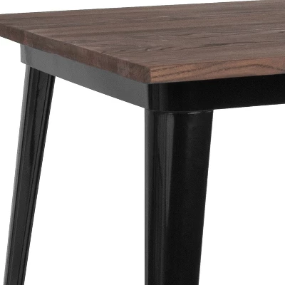 Merrick Lane 31.5 Steel Indoor Contemporary Table With Square Rustic Wood Top 7 Merrick Lane 31.5 Steel Indoor Contemporary Table With Square Rustic Wood Top - Image 5