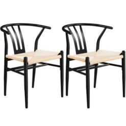 Yaheetech Set Of 2 Weave Arm Chairs Dining Chair -Dine Furniture GUEST 13a084f5 72dc 4aa7 b1c1 6f68e5ac9911