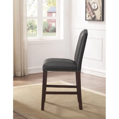Carteret Gray Leather Counter Stool In Espresso - Comfort Pointe 4 Carteret Gray Leather Counter Stool In Espresso - Comfort Pointe - Image 2