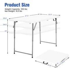 Costway Folding Table Portable Bi-fold Picnic Dining Table W/ 3-Level Height Adjustment -Dine Furniture GUEST 148f6dda 786b 4143 953f 5c2eb3543779