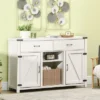 HOMCOM Wooden Farmhouse Sideboard, Storage Buffet Cabinet With 2 Large Drawers, X-Shaped Wine Rack, And Cabinets, Distressed White -Dine Furniture GUEST 152ba772 4bd9 4c90 b4c7 9c1ae193c8f1