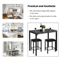 3 Piece Counter Height Dining Set Faux Marble Table 2 Chairs Kitchen Bar -Dine Furniture GUEST 15693890 de28 4f81 abb3 2a18d286767f