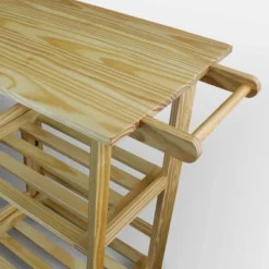 Folding Kitchen Cart With Two Shelves And One Handle Natural - Flora Home -Dine Furniture GUEST 1628b743 0d50 48f3 8b58 e417569cfc29