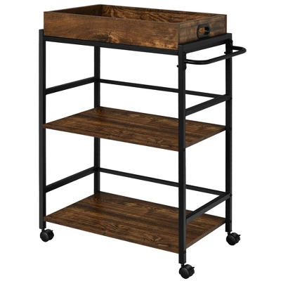 Costway 3-Tier Rolling Bar Cart Kitchen Serving Cart W/ Removable Tray & Handle 11 Costway 3-Tier Rolling Bar Cart Kitchen Serving Cart W/ Removable Tray & Handle - Image 9
