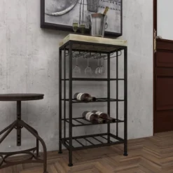 Industrial Metal Rectangle Wine Rack Black - Olivia & May -Dine Furniture GUEST 16beb12e cd5b 49ed 866b fc4c55905fae
