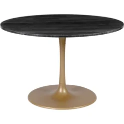 47.2" Lynnette Round Marble Dining Table Black - ZM Home