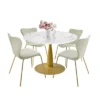Harris+Flavia 5-Piece Round-Shaped Artificial Marble Dining Table Set With 4 Velvet Upholstered Chairs Gold Legs -The Pop Maison 2 Harris+Flavia 5-Piece Round-Shaped Artificial Marble Dining Table Set With 4 Velvet Upholstered Chairs Gold Legs -The Pop Maison -Dine Furniture GUEST 1799a64f 8f0d 4d64 8b5a 05537141c54d