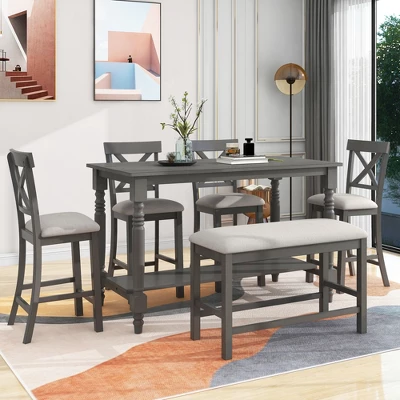 6-Piece Counter Height Dining Table Set Table With 4 Chairs And 1 Benchs - ModernLuxe 4 6-Piece Counter Height Dining Table Set Table With 4 Chairs And 1 Benchs - ModernLuxe - Image 2
