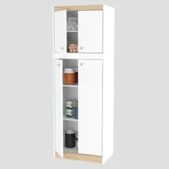 4 Doors Kitchen Storage Cabinet White/Oak - Inval -Dine Furniture GUEST 19668e74 8079 4466 abd2 c0ba95e3a1eb