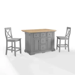 Julia Wood Top Island With 2 X-Back Stools - Crosley -Dine Furniture GUEST 19a01a16 7223 4e83 9b2b a7b876c65bc9