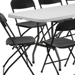 Flash Furniture 8' Bi-Fold Granite White Plastic Event/Training Folding Table Set With 10 Folding Chairs 12 Flash Furniture 8' Bi-Fold Granite White Plastic Event/Training Folding Table Set With 10 Folding Chairs -Dine Furniture GUEST 19bd29ee d6c7 423a bf7b d89a27c4aaf8