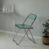 Fabulaxe Acrylic Folding Party Transparent Chair With Double Hinged Back | Indoor Outdoor Portable Commercial Seat With Silver Metal Frame For Home, Office, Wedding Party, Picnic, And Kitchen Dining